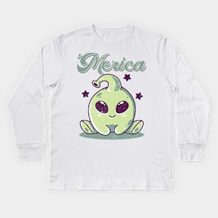 Aliens Merica Retro Cute Animals Men Women Youth Kawaii Aesthetic Kids Long Sleeve T-Shirt